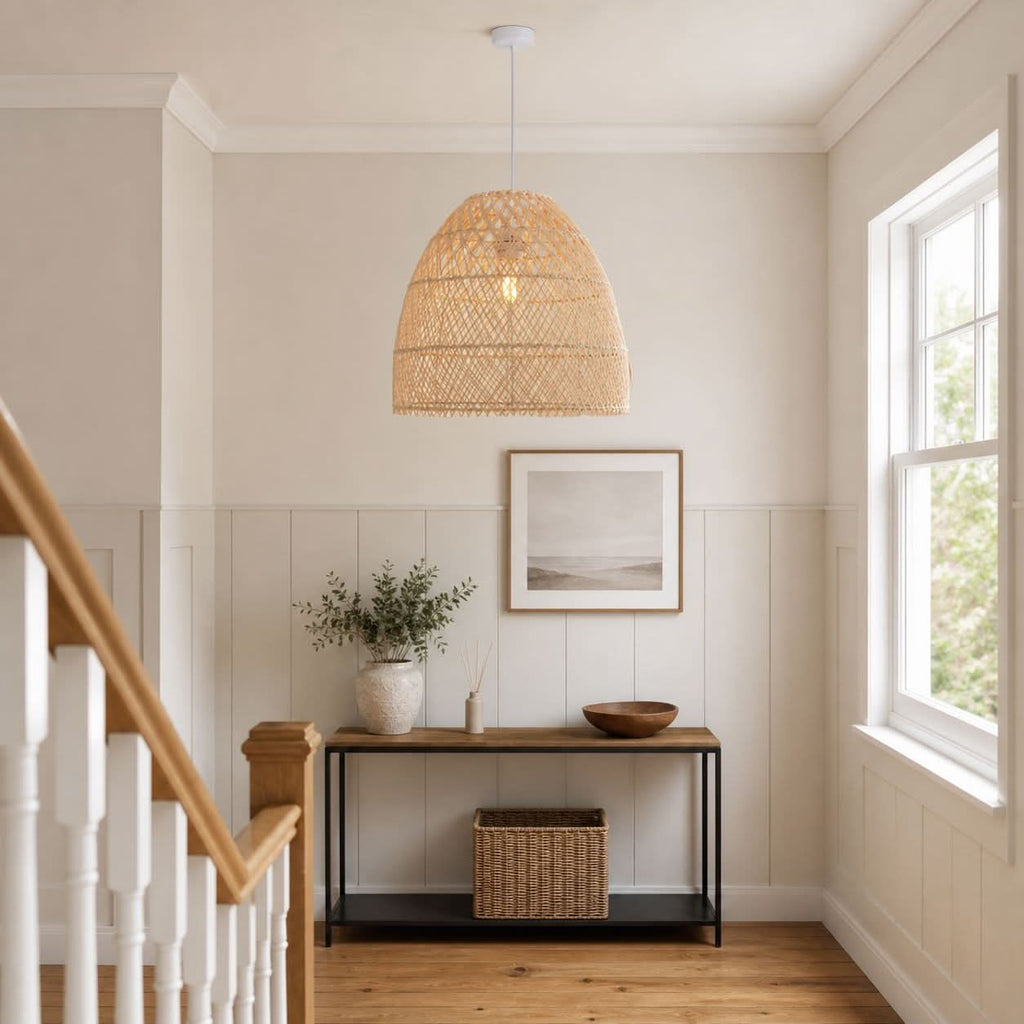Lightsin TerraBell Dome Shaped Rattan Hanging Light