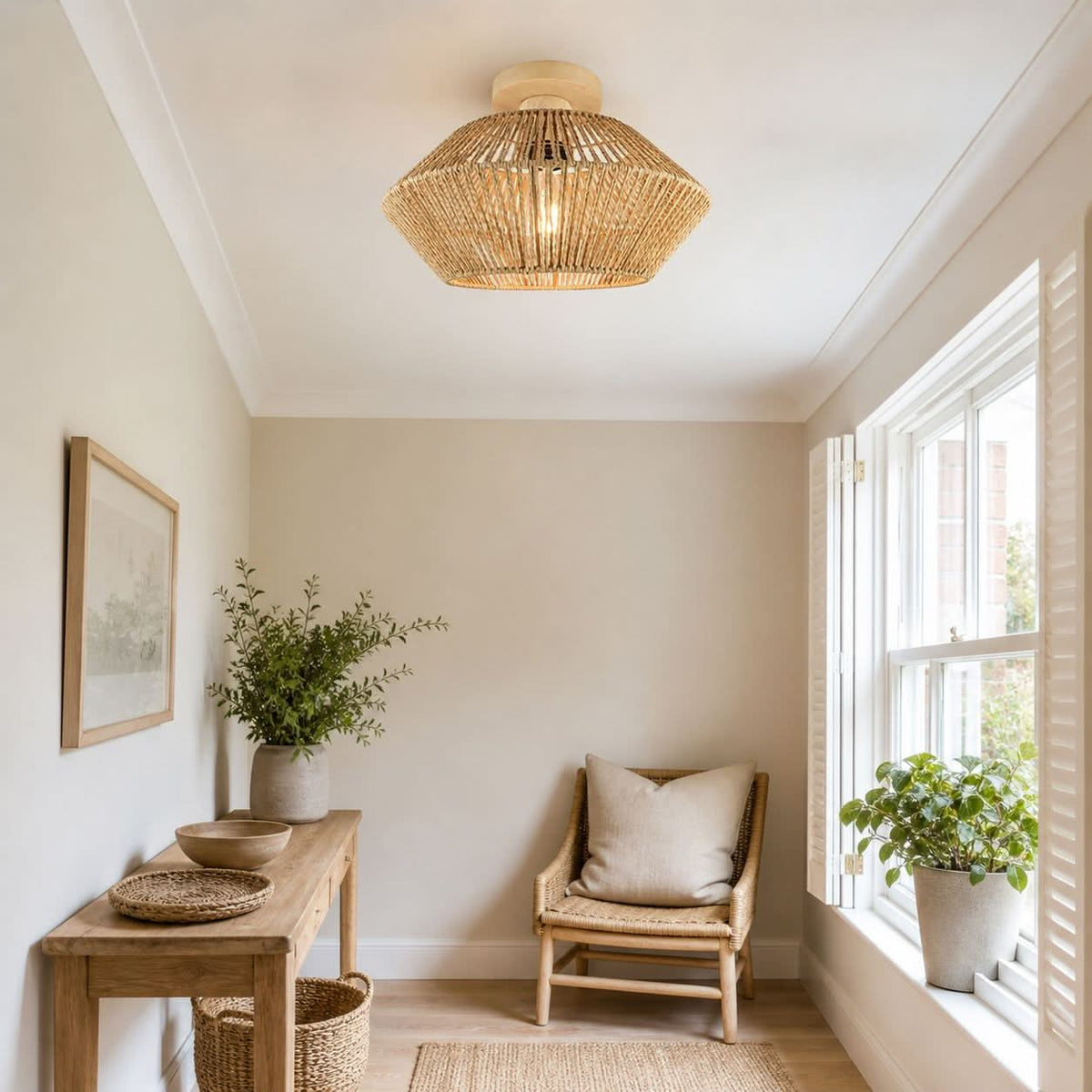 Lightsin Vintage Hemp Rope Ceiling Light for Hallways and Corridors