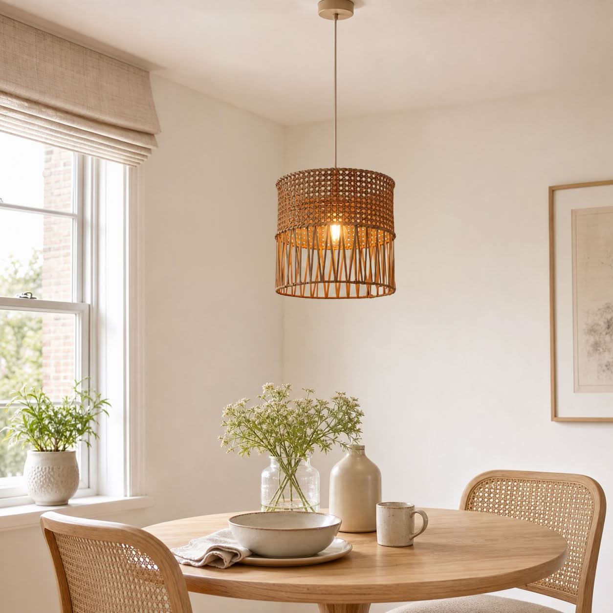 Lightsin Wabi-Sabi Style Hand-woven Rattan Pendant Light