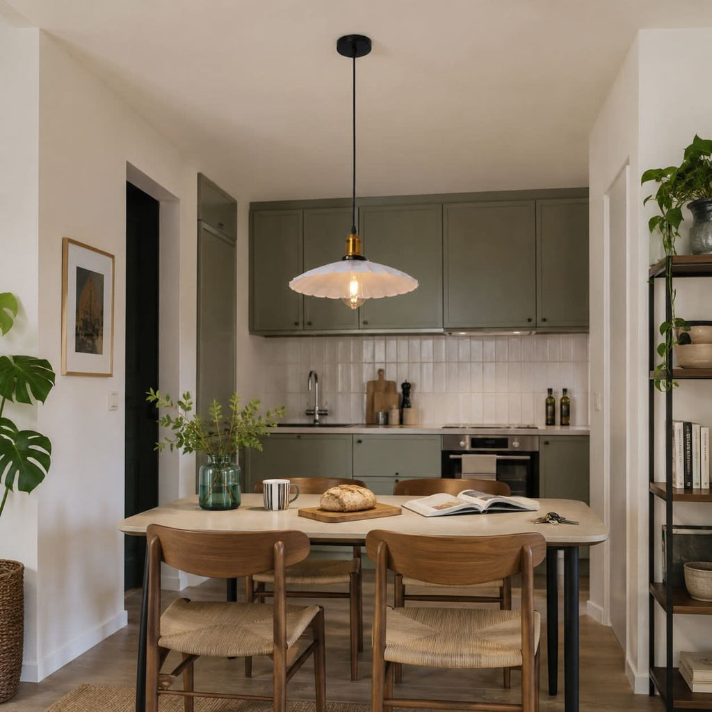 White Iron Pendant Light | Adjustable E27 Ceiling Lamp