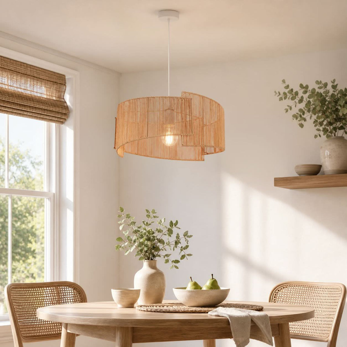 Lightsin Twist  Handwoven Paper Rope Pendant Light for Cozy Living Spaces