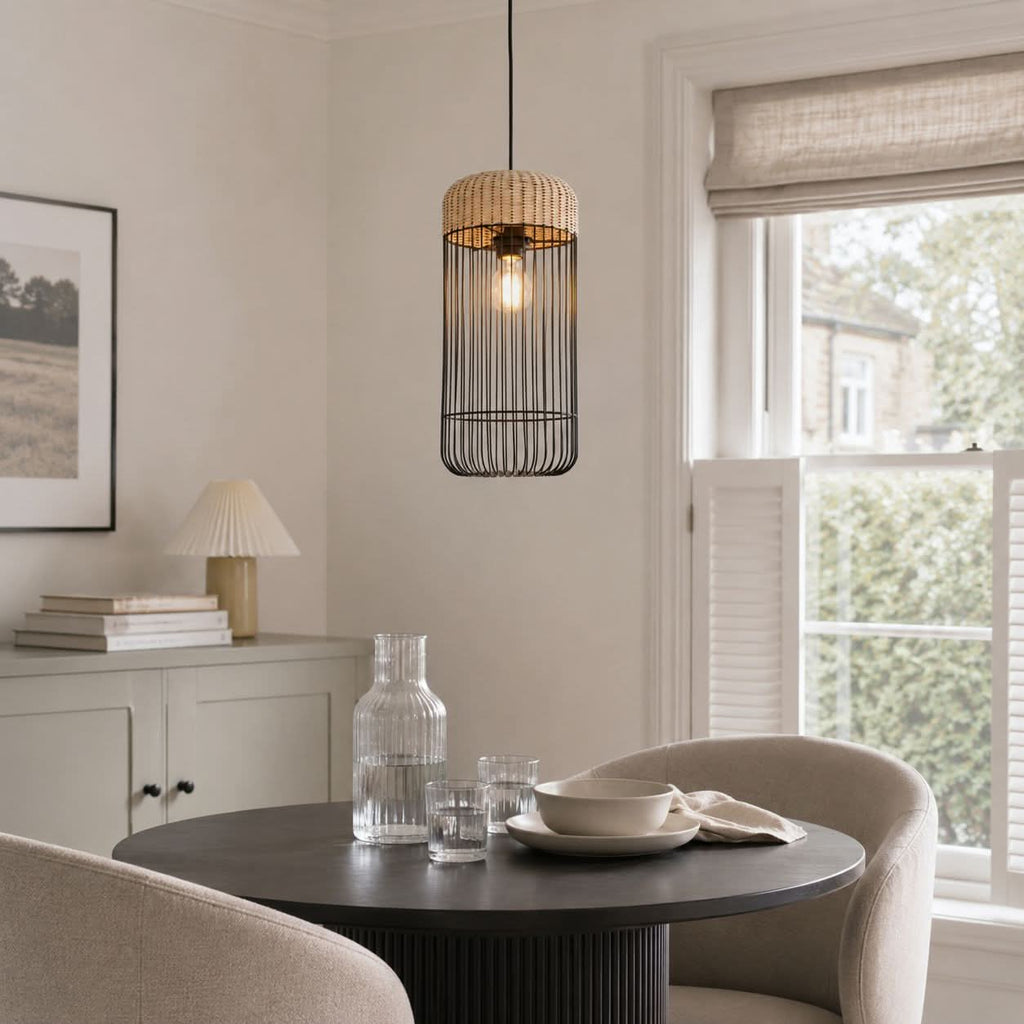 Glyph-Lightsin Woven Rattan Cylinder Pendant Light for Warm and Inviting Spaces