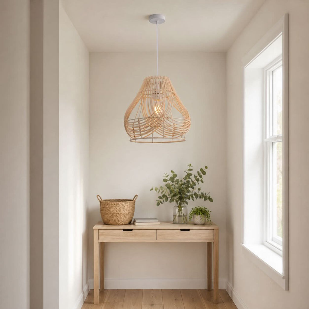 Lightsin Woven Whisper Natural Rattan Pendant Light for Serene Living