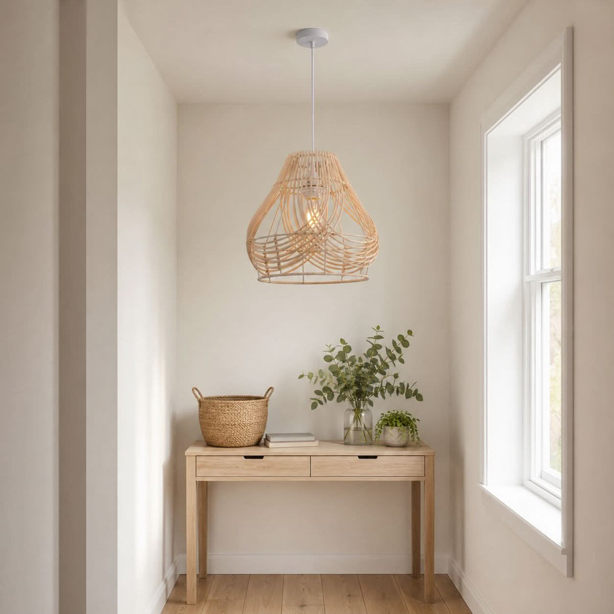 Lightsin Woven Whisper Natural Rattan Pendant Light for Serene Living