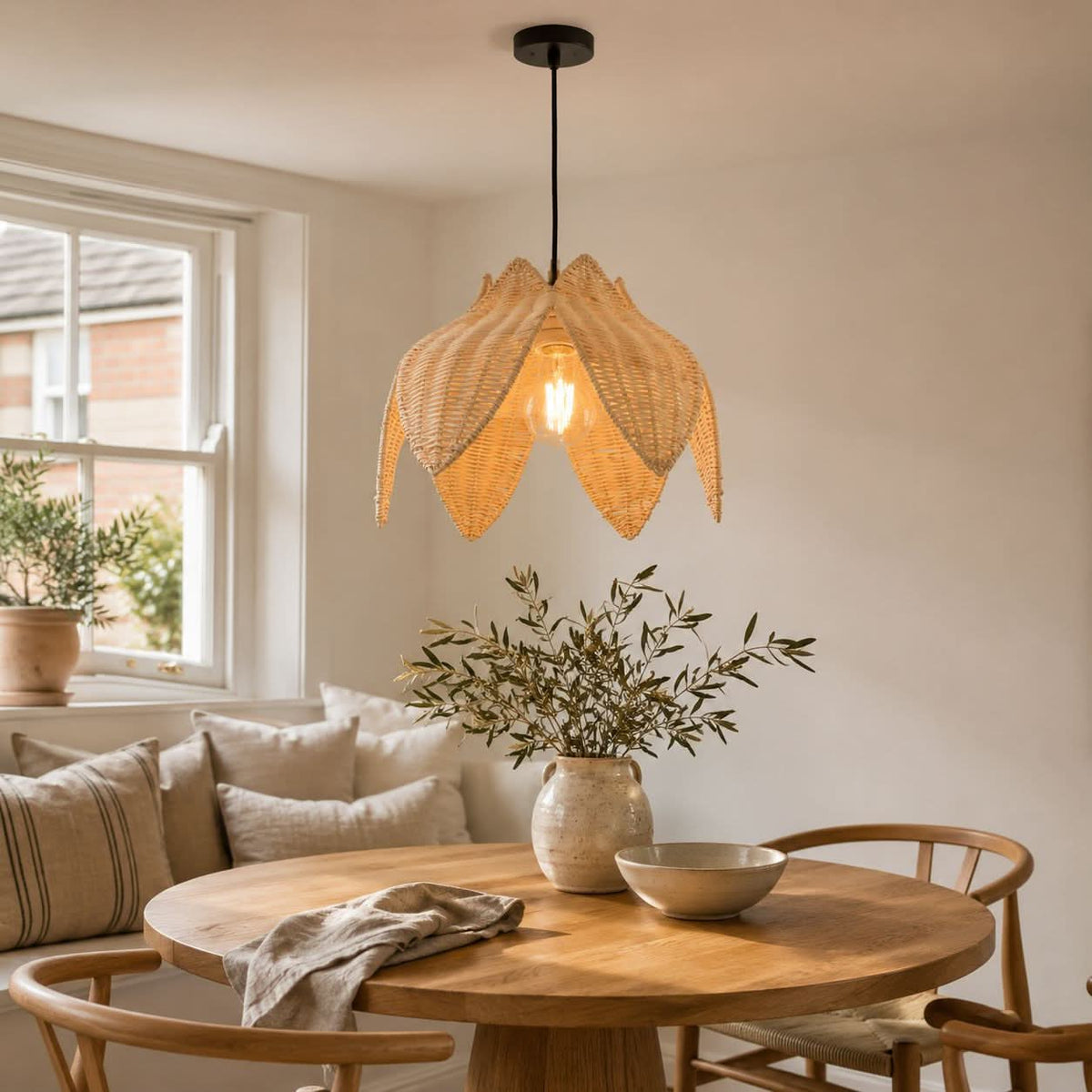 Lightsin AmberNest Natural Rattan Light for Calm Cozy Corners