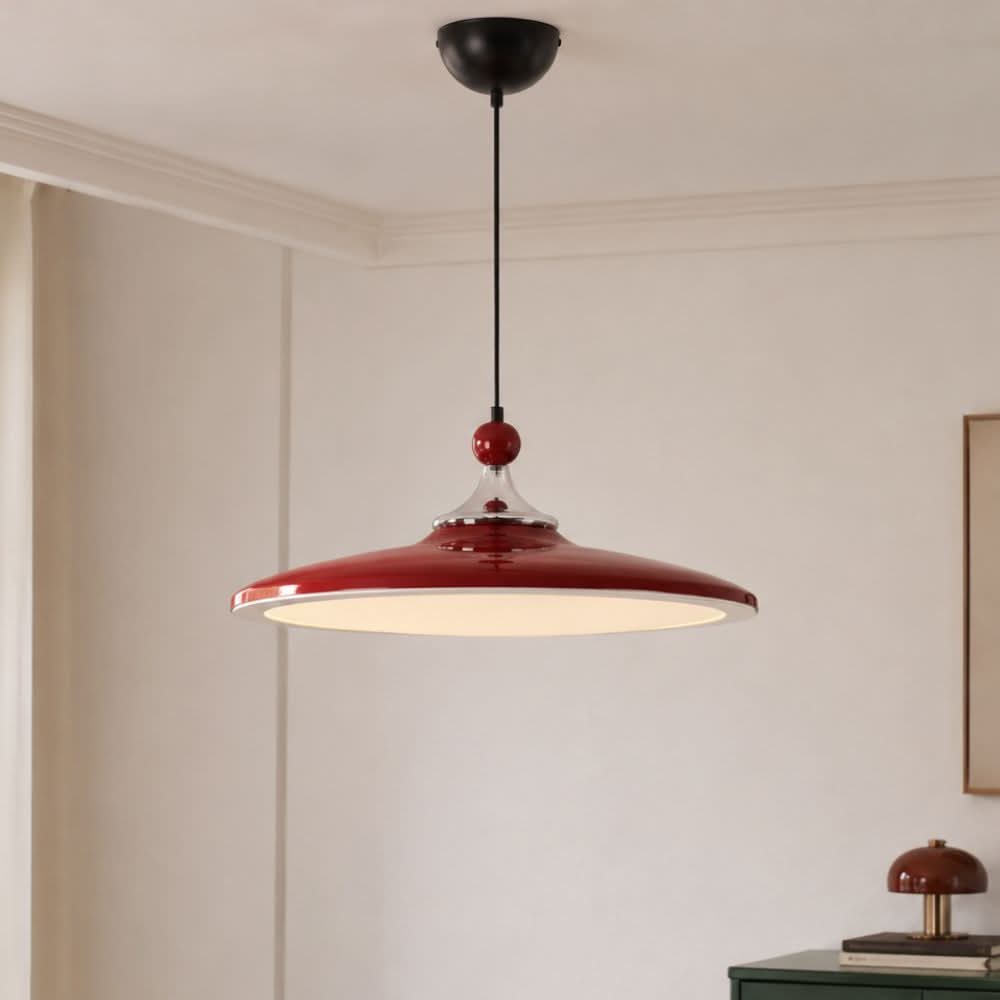 Red Iron Pendant Light | Colour-Changing E27 Ceiling Lamp