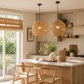 Lightsin Handwoven Rattan Pendant Light – Boho-Chic Ceiling Pendant Light for Dining Rooms, Living Spaces, and Wicker Interior Lighting
