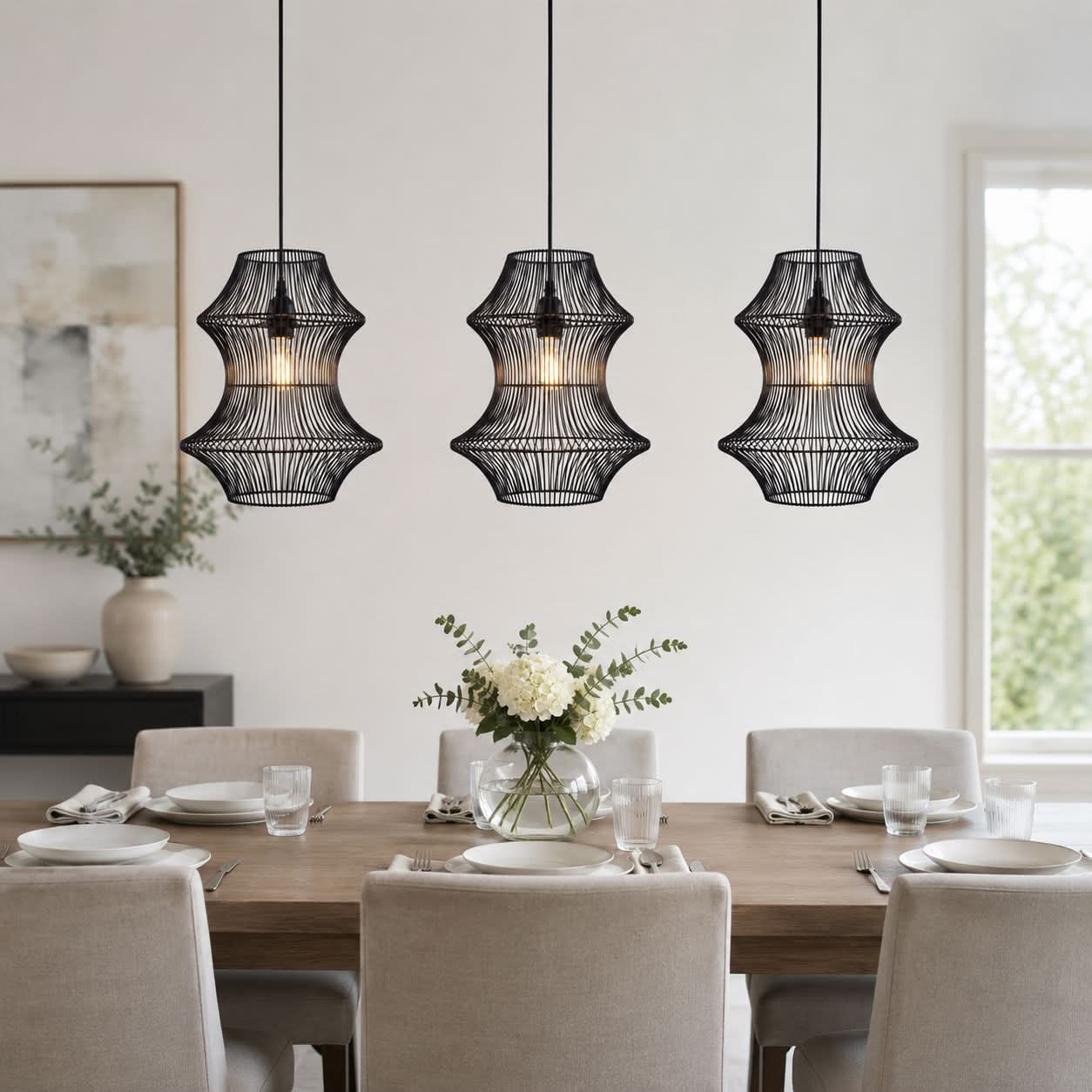 Glyph-Lightsin Industrial Black Iron Pendant Light with Hourglass Shape