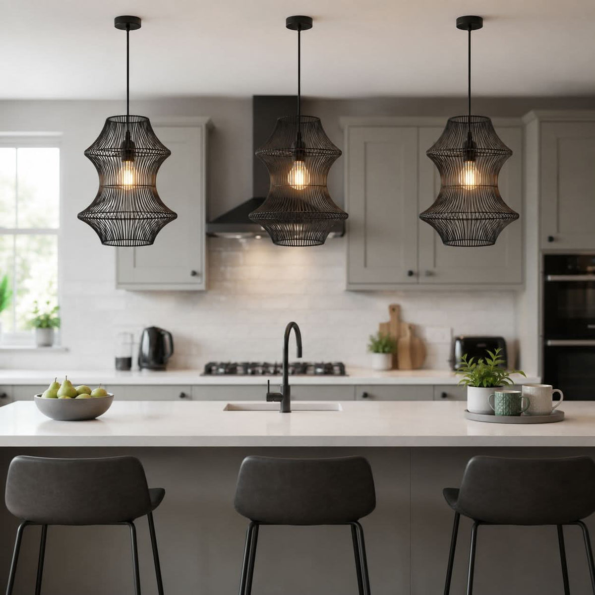 Glyph-Lightsin Industrial Black Iron Pendant Light with Hourglass Shape