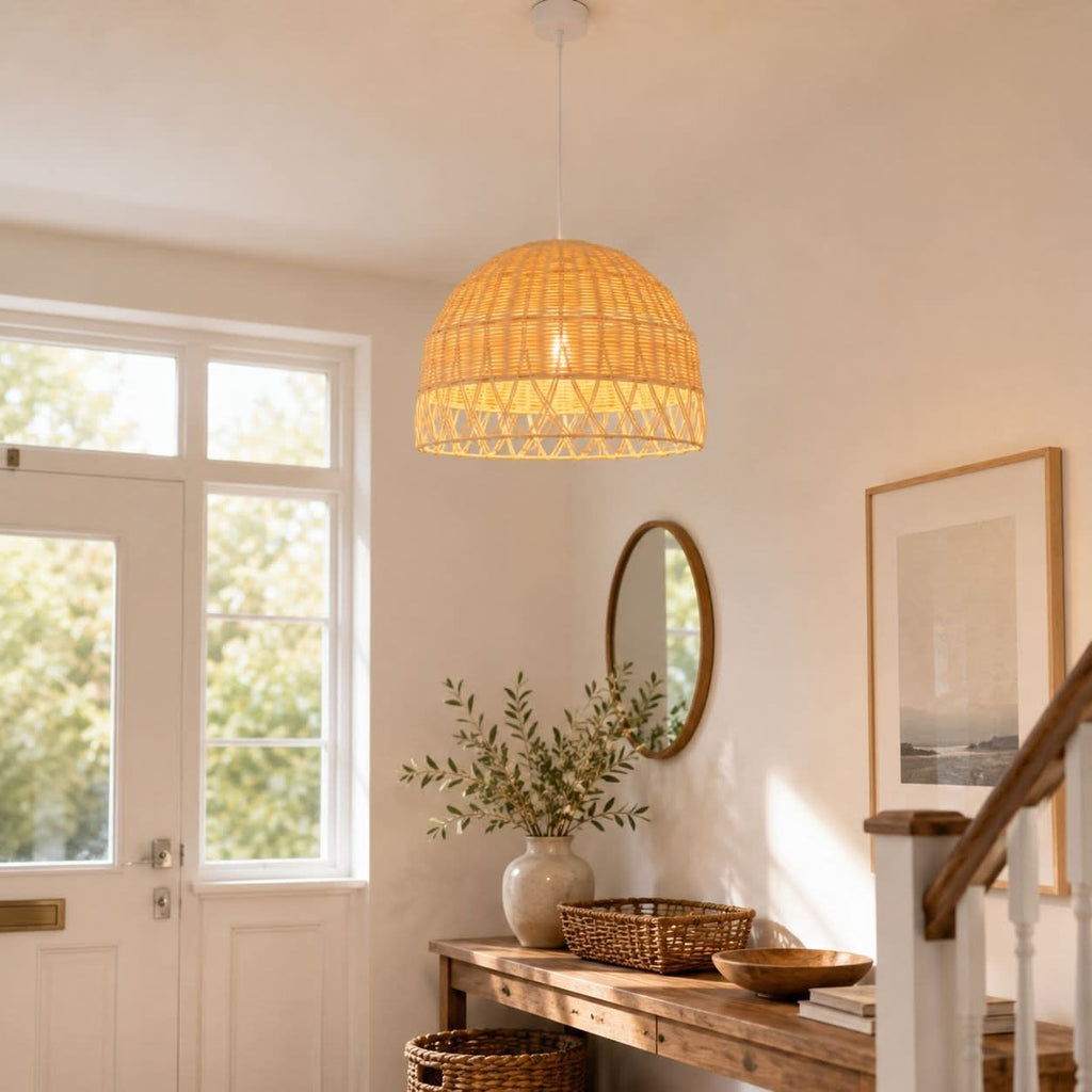 Lightsin Boho Half Sphere Rattan Pendant Light