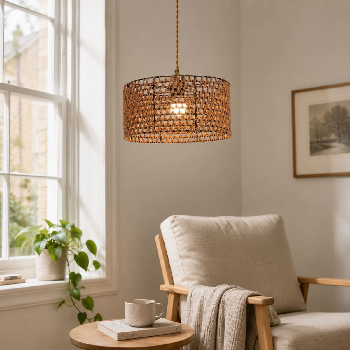 Lightsin Boho Paper Rope Iron Pendant Light  for Cozy Interiors