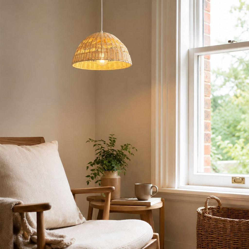 Lightsin Eco-Friendly Dome-Shaped Rattan Pendant Light for Home Decor