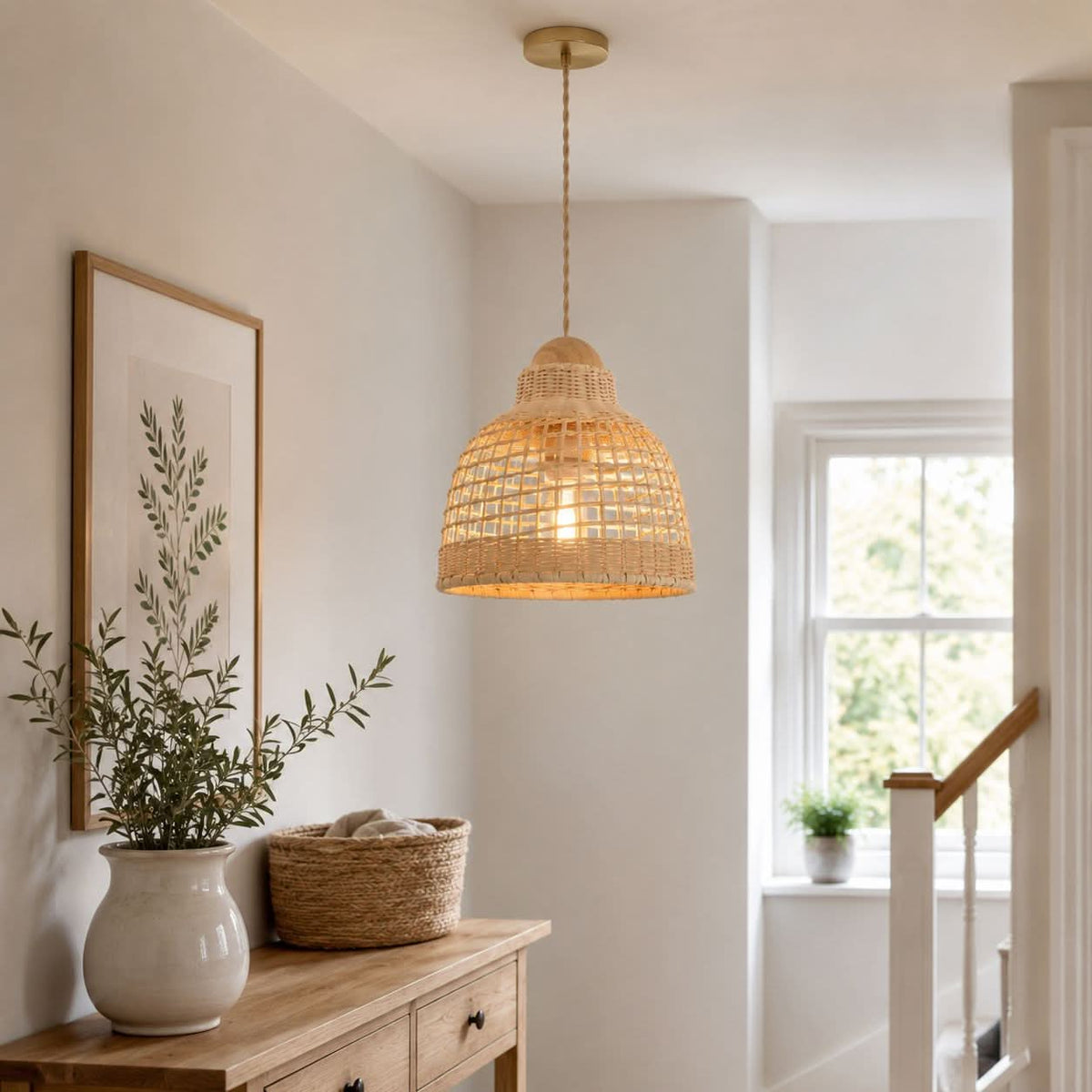 Lightsin Cella-Elegant Vintage Woven Rattan Minimalist Pendant Light