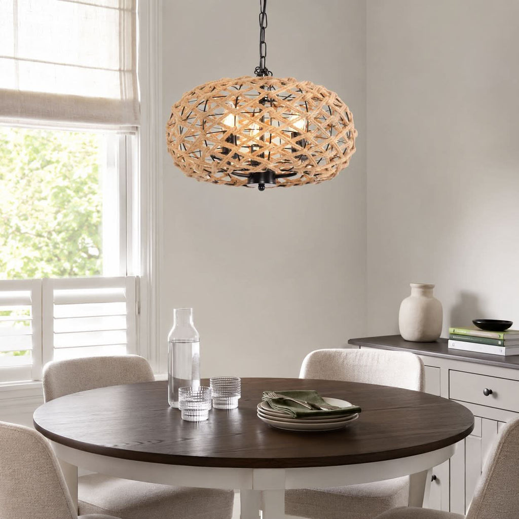 ‍Lightsin Rustic Hemp Rope Globe Pendant Light for Farmhouse and Industrial Style (100% off)