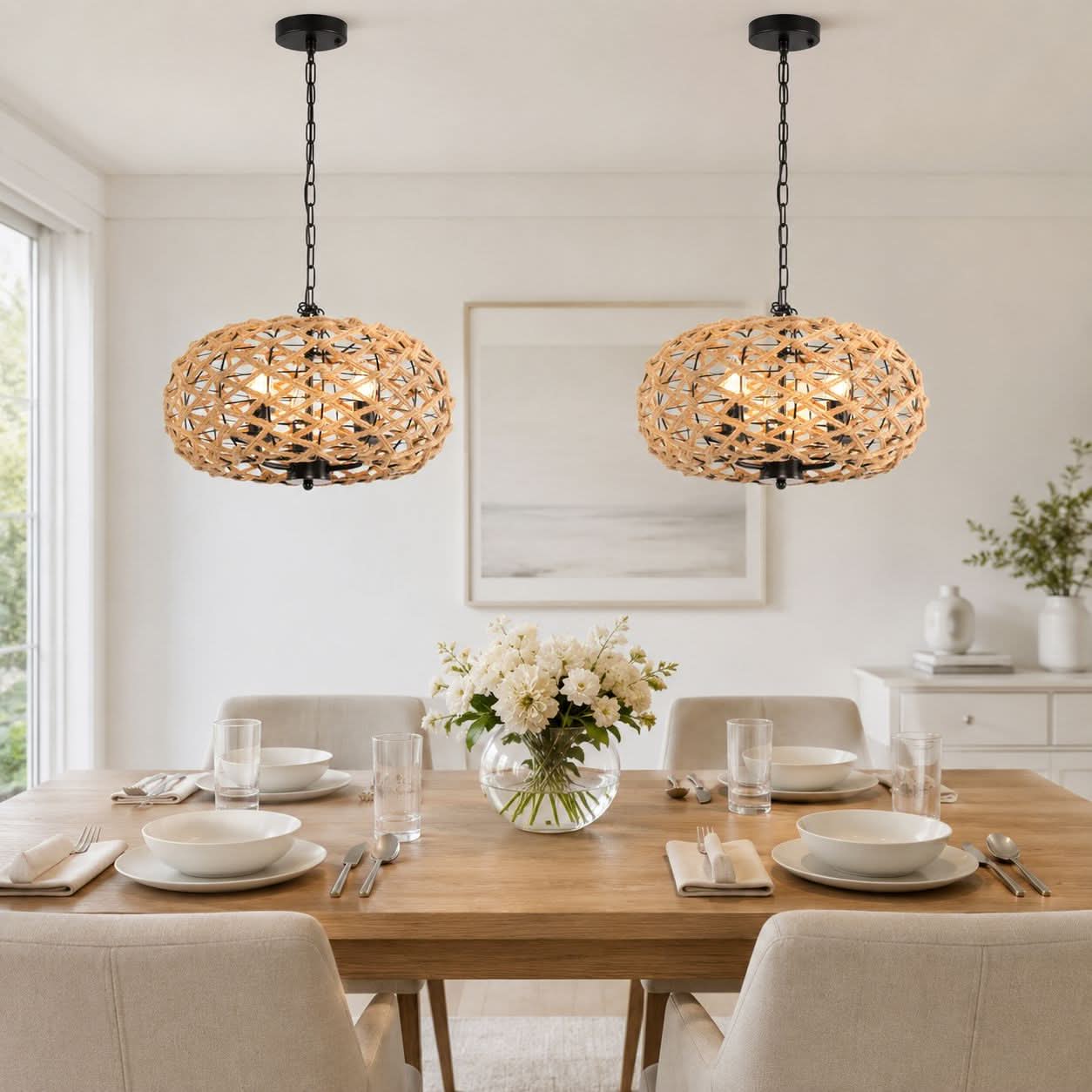 ‍Lightsin Rustic Hemp Rope Globe Pendant Light for Farmhouse and Industrial Style (100% off)