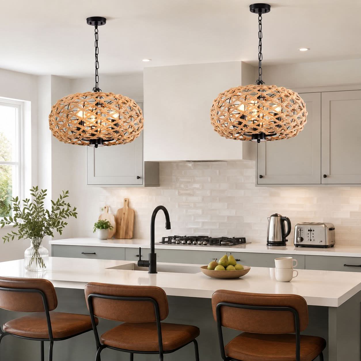 ‍Lightsin Rustic Hemp Rope Globe Pendant Light for Farmhouse and Industrial Style (100% off)