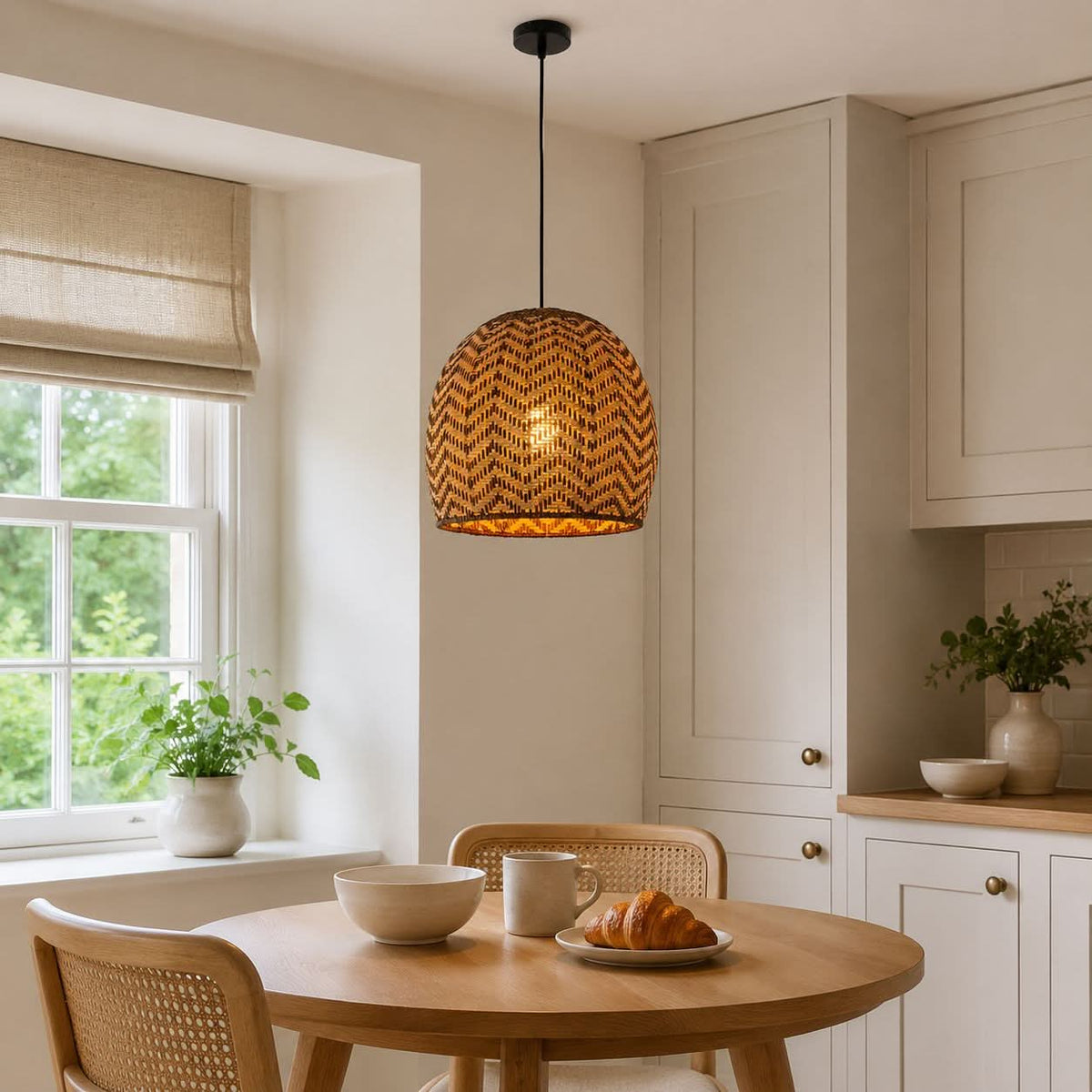 Lightsin Woven Rattan Ceiling Light with Wave Details for Modern Ceiling Lights
