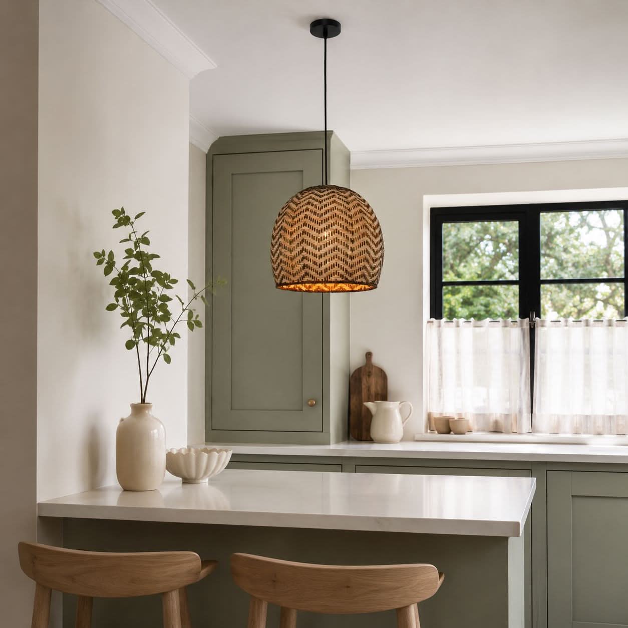 Lightsin Woven Rattan Ceiling Light with Wave Details for Modern Ceiling Lights