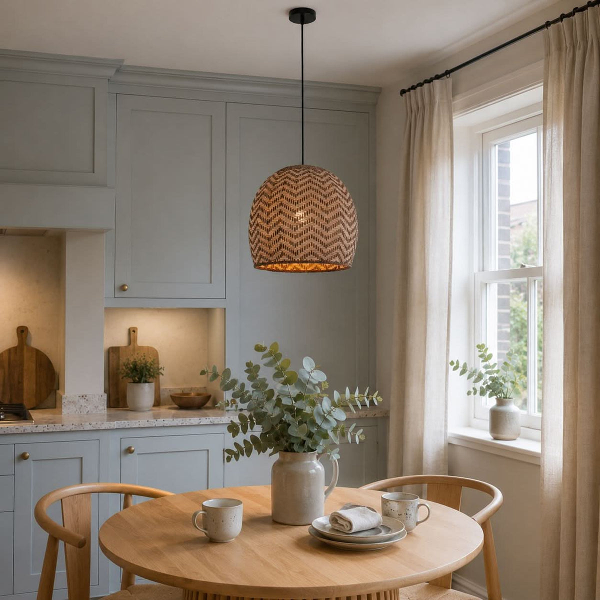 Lightsin Woven Rattan Ceiling Light with Wave Details for Modern Ceiling Lights