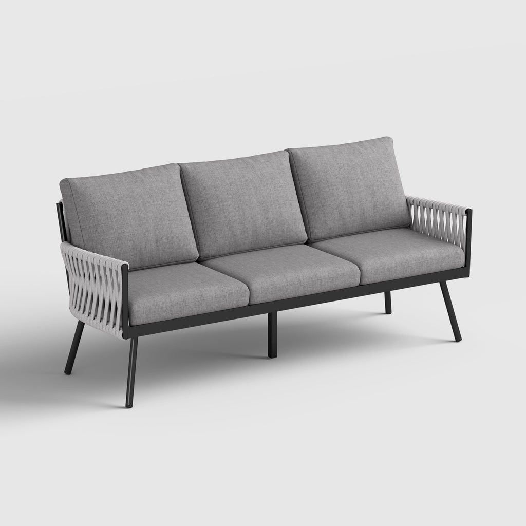 Outdoor Garden Furniture Set with Rope Weave and All Metal Frame 4 Piece Design