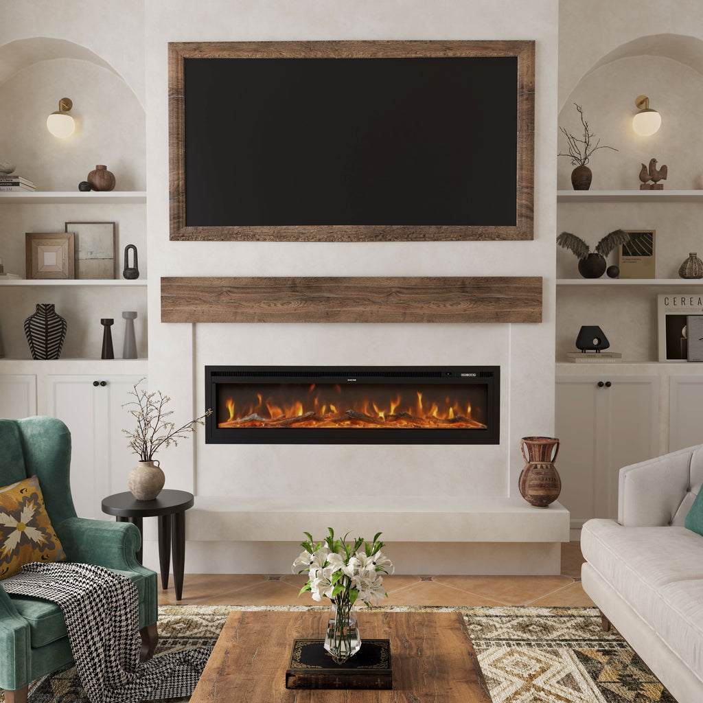 40/50/60/70/80 Inch Electric Fireplace 12 Colour LED Flame Effect Heater with Remote Control