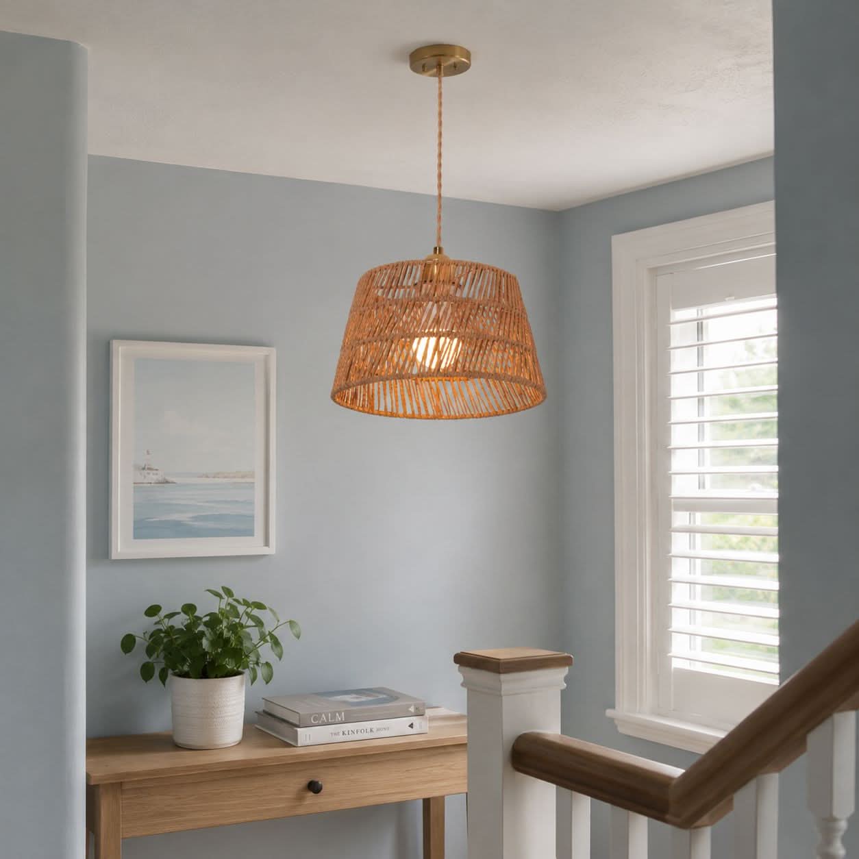 Lightsin Handcrafted Warm Rustic Paper Rope Pendant Light