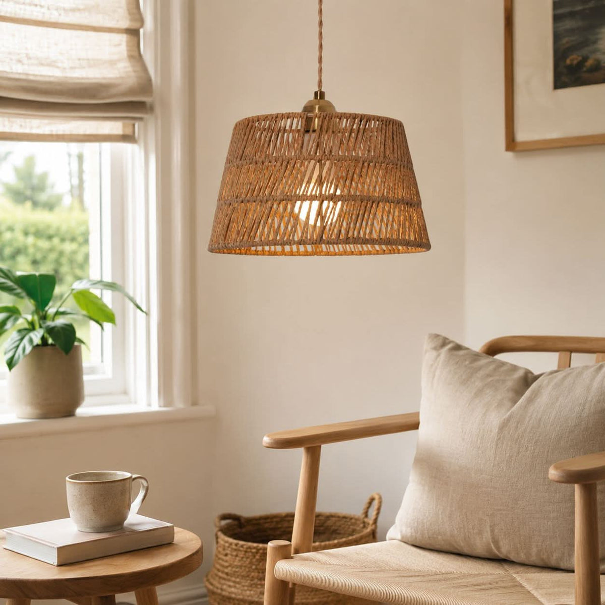 Lightsin Handcrafted Warm Rustic Paper Rope Pendant Light