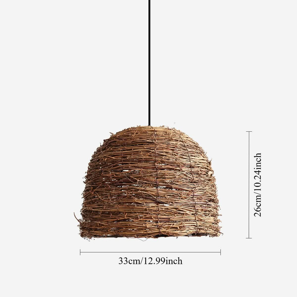 Lightsin Rustic Woven Rattan Dome Pendant Light for Cozy Interiors