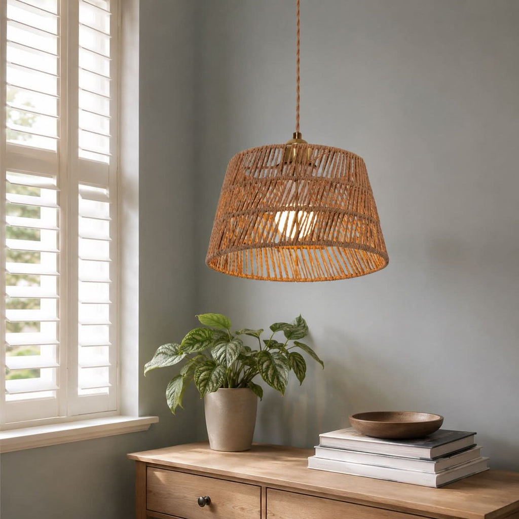 Lightsin Handcrafted Warm Rustic Paper Rope Pendant Light