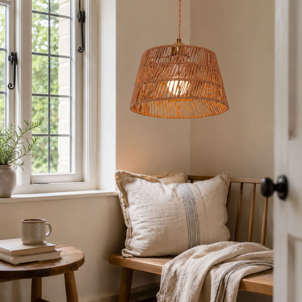 Lightsin Handcrafted Warm Rustic Paper Rope Pendant Light