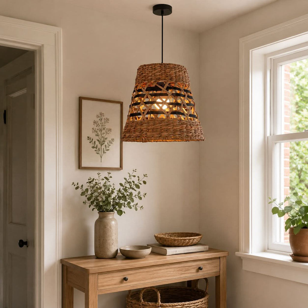 Lightsin Handwoven Paper Rope Pendant Light  Bohemian Rustic Charm