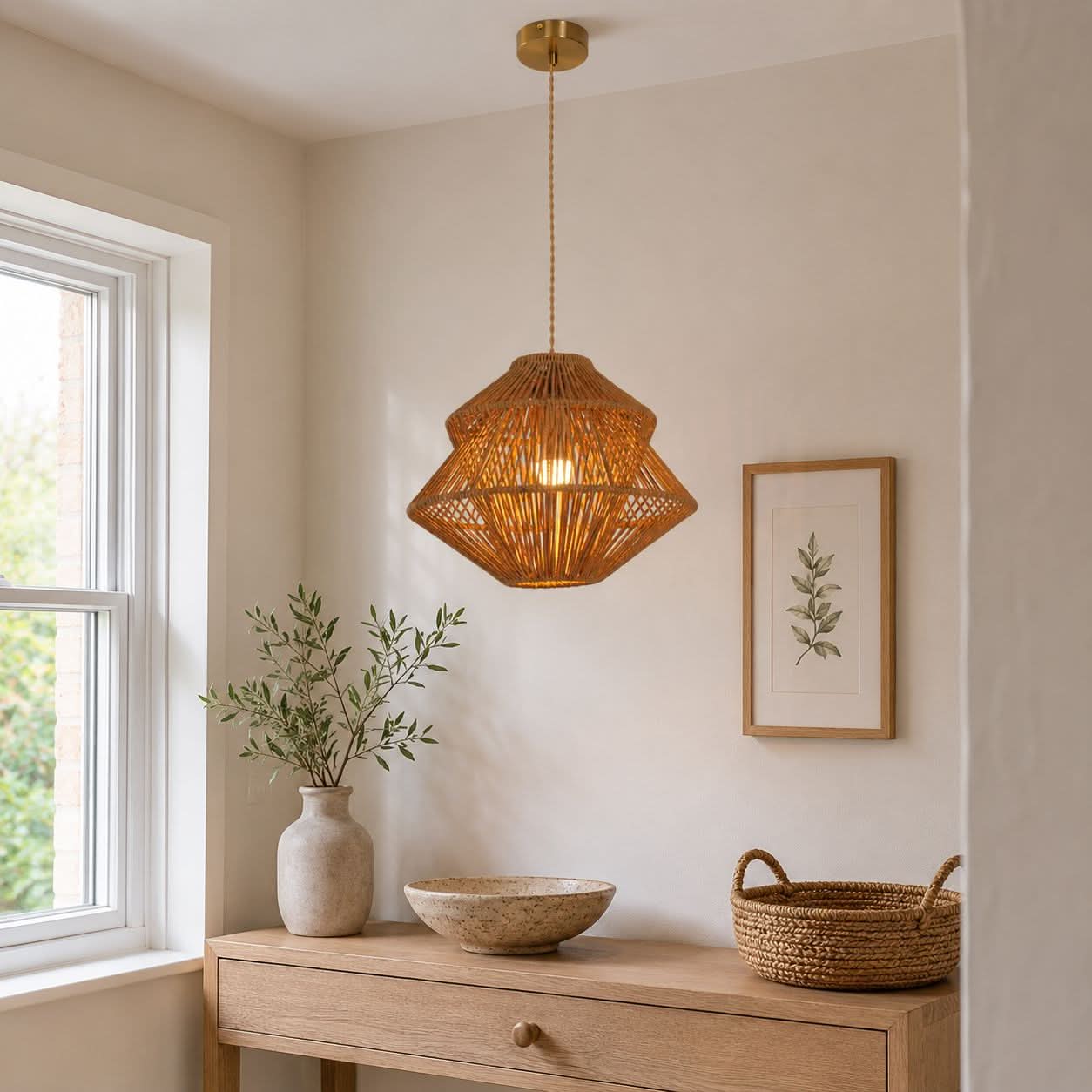 Lightsin Rustic Paper Rope Iron Pendant Light