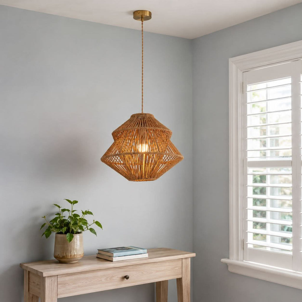 Lightsin Rustic Paper Rope Iron Pendant Light