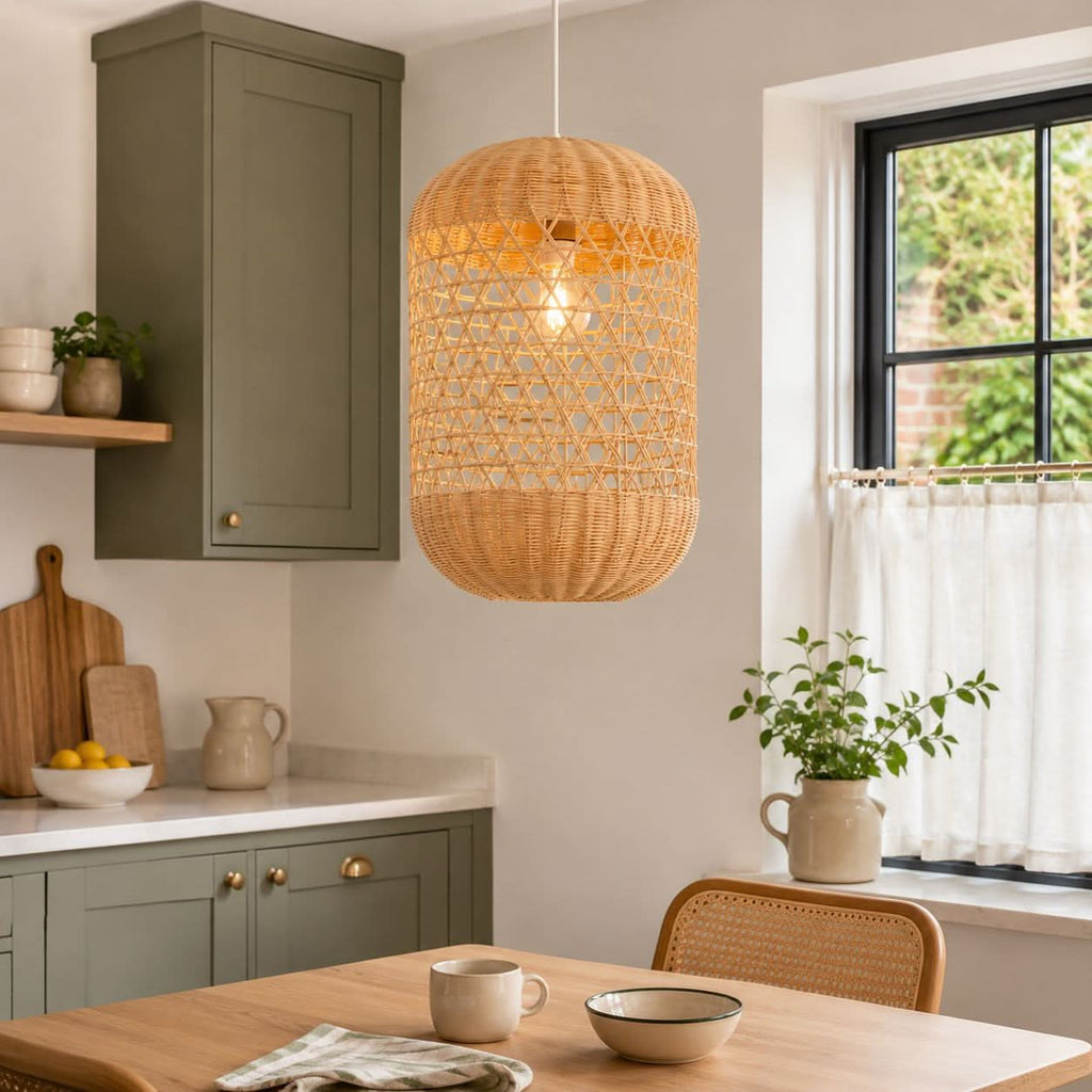 Lightsin Japanese Capsule-Shaped Rattan Pendant Light