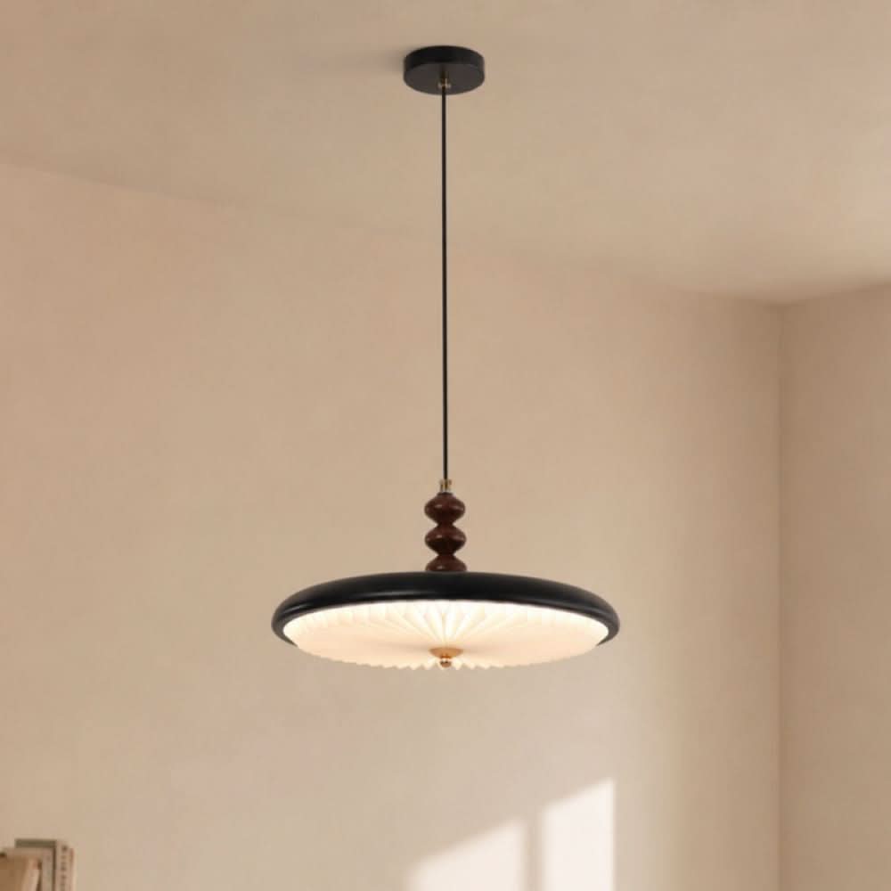 Black Pleated Pendant Light | Colour-Changing LED Ceiling Lamp