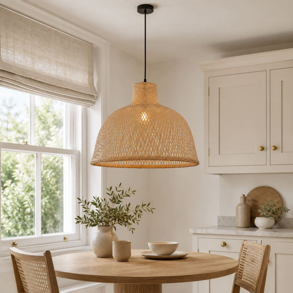 Lightsin Cella-Bamboo Dome Pendant Light – Handwoven Ceiling Lighting for Living Room & Kitchen