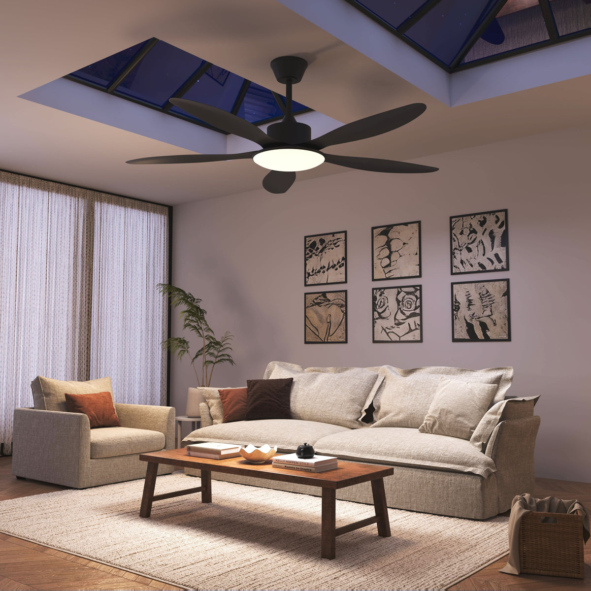Lightsin 53-inch Modern Ceiling Fan with Light, Silent 5-Blade LED Fan with Remote