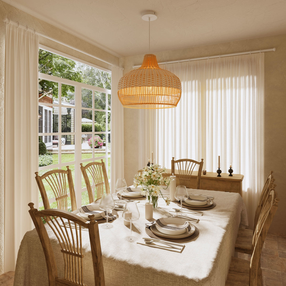Cella-Lightsin Handwoven Rattan Pendant Light for Kitchen and Boho-Style Interiors