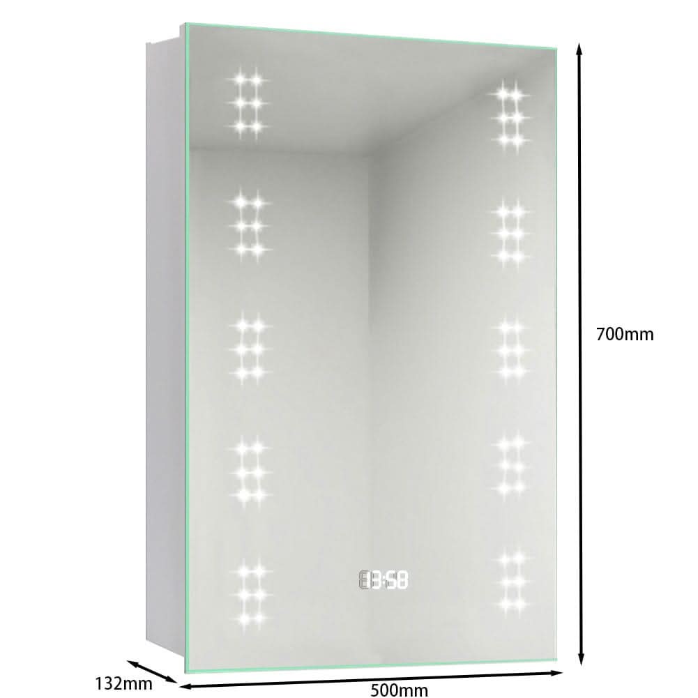 700x500MM LED Illuminated Mirror Cabinet with Shaver Socket&Demister Pad