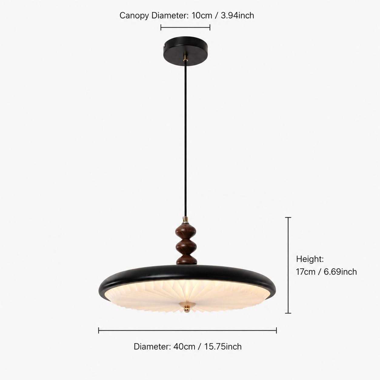 Black Pleated Pendant Light | Colour-Changing LED Ceiling Lamp