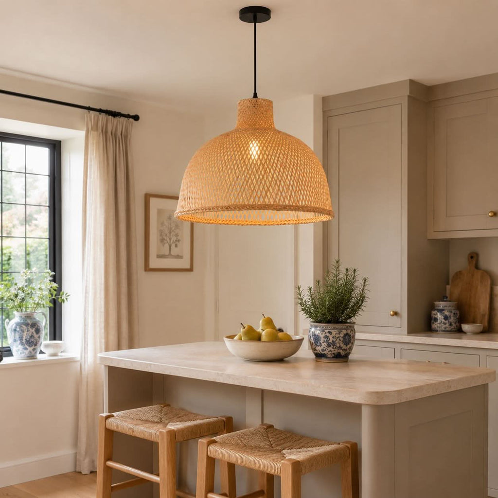 Lightsin Cella-Bamboo Dome Pendant Light – Handwoven Ceiling Lighting for Living Room & Kitchen
