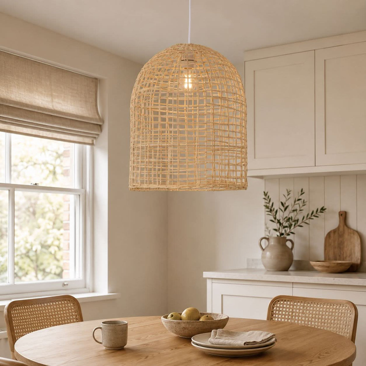 Lightsin Cella-Natural Cage Shape Rattan Pendant Light