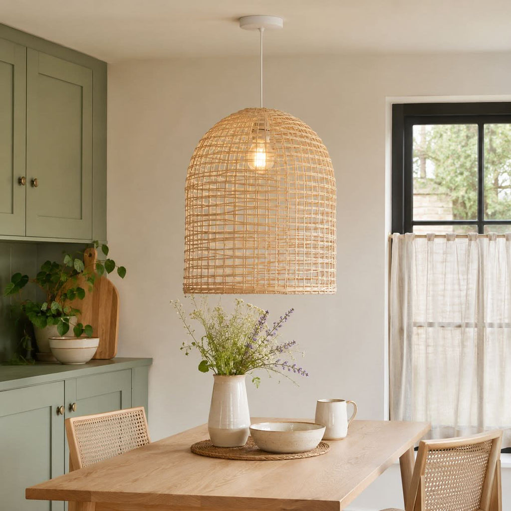 Lightsin Cella-Natural Cage Shape Rattan Pendant Light