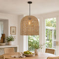 Lightsin Cella-Rustic Rattan Dome Pendant Light – Handwoven Ceiling Pendant Light for Living Room, Kitchen, and Modern Rustic Interiors