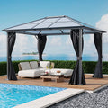 3*3.65*2.6m Dark Grey Single-roof Sunshade Canopy with Surrounding Fabric