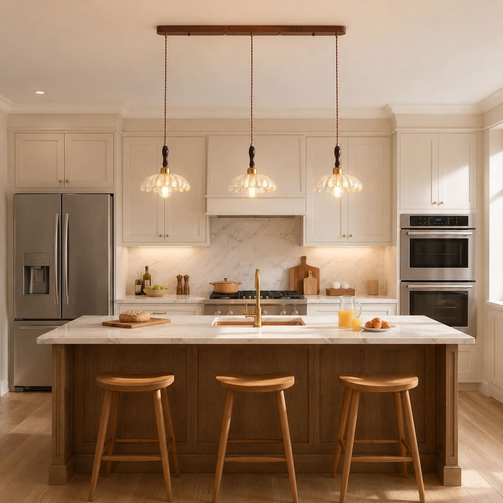 3-Light Walnut Resin Mini Pendant Light | Adjustable Bar Ceiling Lamp