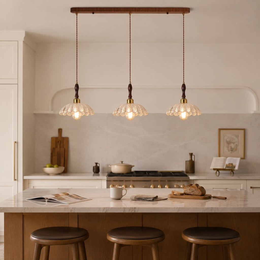 3-Light Walnut Resin Mini Pendant Light | Adjustable Bar Ceiling Lamp