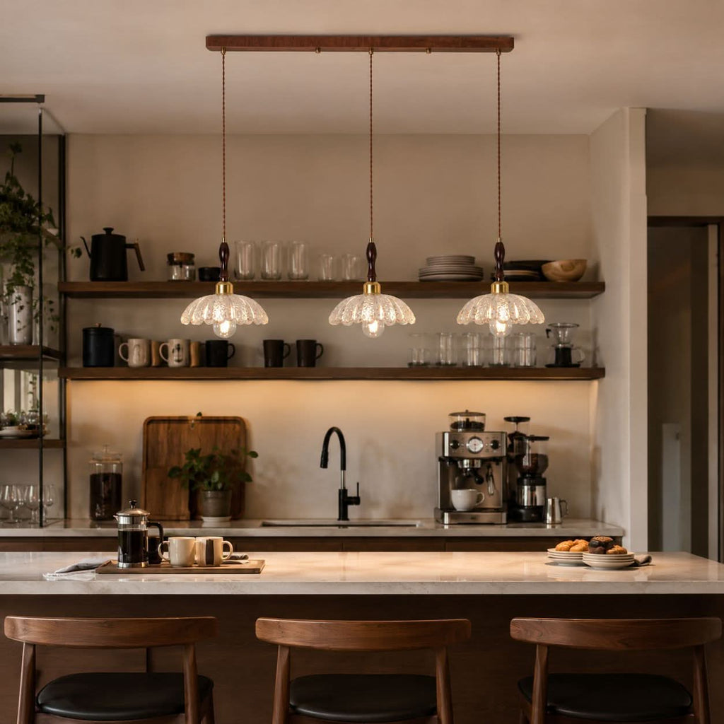 3-Light Walnut Resin Mini Pendant Light | Adjustable Bar Ceiling Lamp