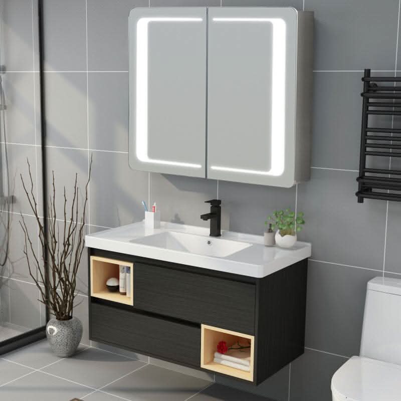 60cm H Double Door Anti-Fog Mirror Cabinet with Bluetooth and LED Light
