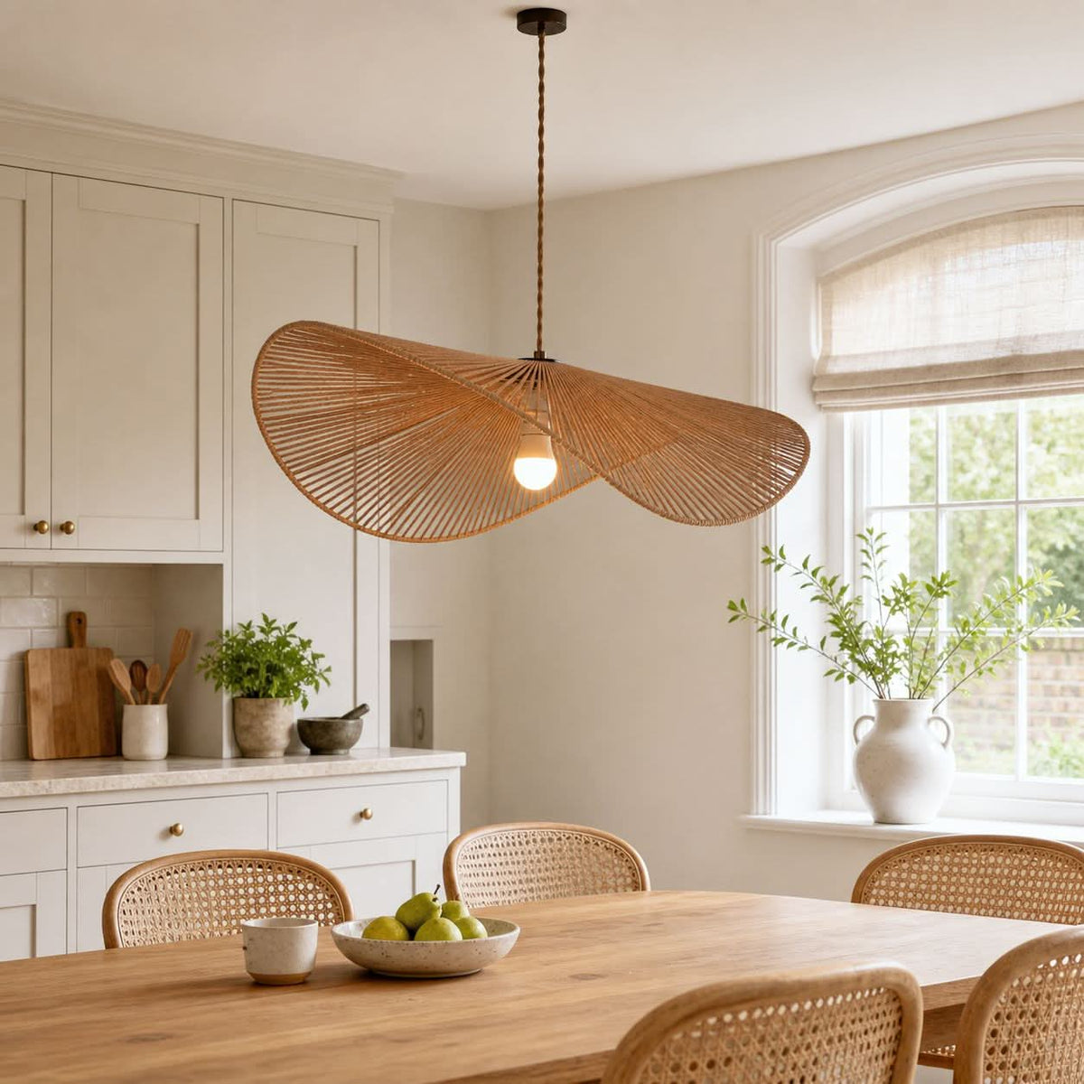 Lightsin Vintage Simple Creative Handwoven Hemp Rope Pendant Light Fixture